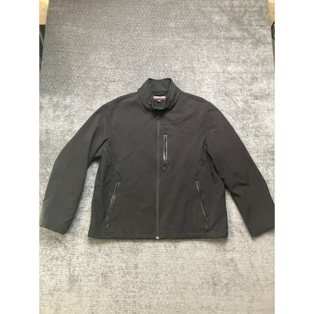 Kirkland Signature Mens XL Black Fleece Lined Stretch Mock Neck Full Zip Jacket